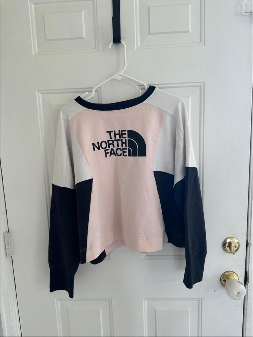 The North Face Colorblock Crop Sweatshirt Pink Navy XL